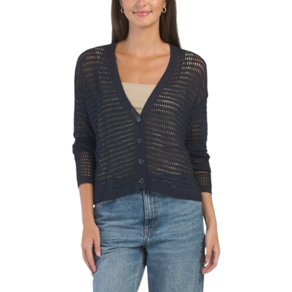 MAX STUDIO LONDON Open Weave Long Sleeve Cardigan - Picture 1 of 2